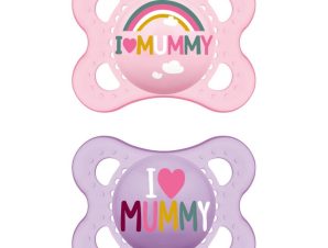 Mam I Love Mummy & Daddy Ορθοδοντική Πιπίλα Σιλικόνης Κωδ 115S από 2 Έως 6 Μηνών 2 Τεμάχια – Ροζ – Μωβ