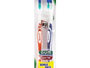 Gum Sunstar Super Tip Bonus Pack Medium / Normal Toothbrush Χειροκίνητη Οδοντόβουρτσα Μέτρια 2 Τεμάχια, Κωδ 463 – Πορτοκαλί / Μωβ