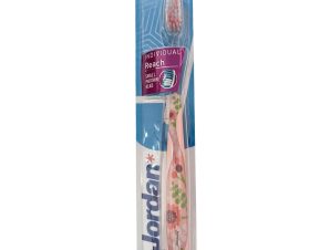 Jordan Individual Reach Medium Toothbrush Μέτρια Οδοντόβουρτσα με Εργονομική Λαβή για Βαθύ Καθαρισμό 1 Τεμάχιο Κωδ 310040 – Ροζ