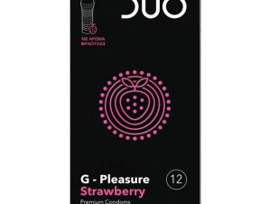 Duo G-Pleasure Strawberry Premium Condoms Προφυλακτικά με Κουκίδες & Ραβδώσεις 12 Τεμάχια