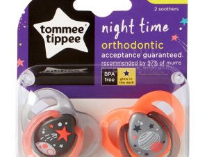 Tommee Tippee Night Time Silicone Soothers Κωδ 433473 Ορθοδοντική Πιπίλα Σιλικόνης που Λάμπει στο Σκοτάδι από 0 Έως 6 Μηνών 2 Τεμάχια
