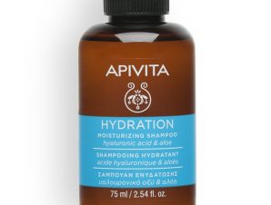 Apivita Hydration Moisturizing Shampoo with Hyaluronic Acid & Aloe Σαμπουάν Ενυδάτωσης με Υαλουρονικό Οξύ & Αλόη για Όλους τους Τύπους Μαλλιών 75ml