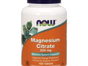 Now Foods Magnesium Citrate 200mg (Vegetarian) Συμπλήρωμα Διατροφής που Υποστηρίζει την Νευρομυική Λειτουργία 100tabs